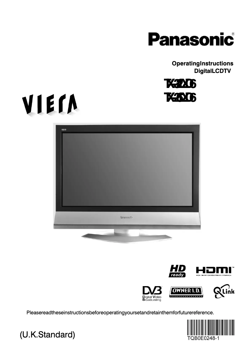 First page image of the manual for Viera TX-26LXD6