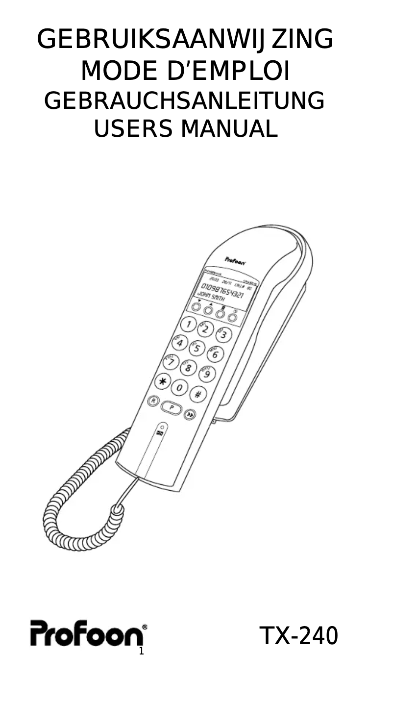 Page 1 of the manual User Manual Profoon TX-240