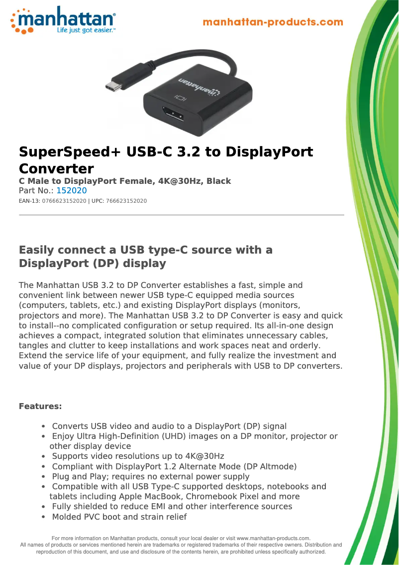 First page image of the manual for 152020