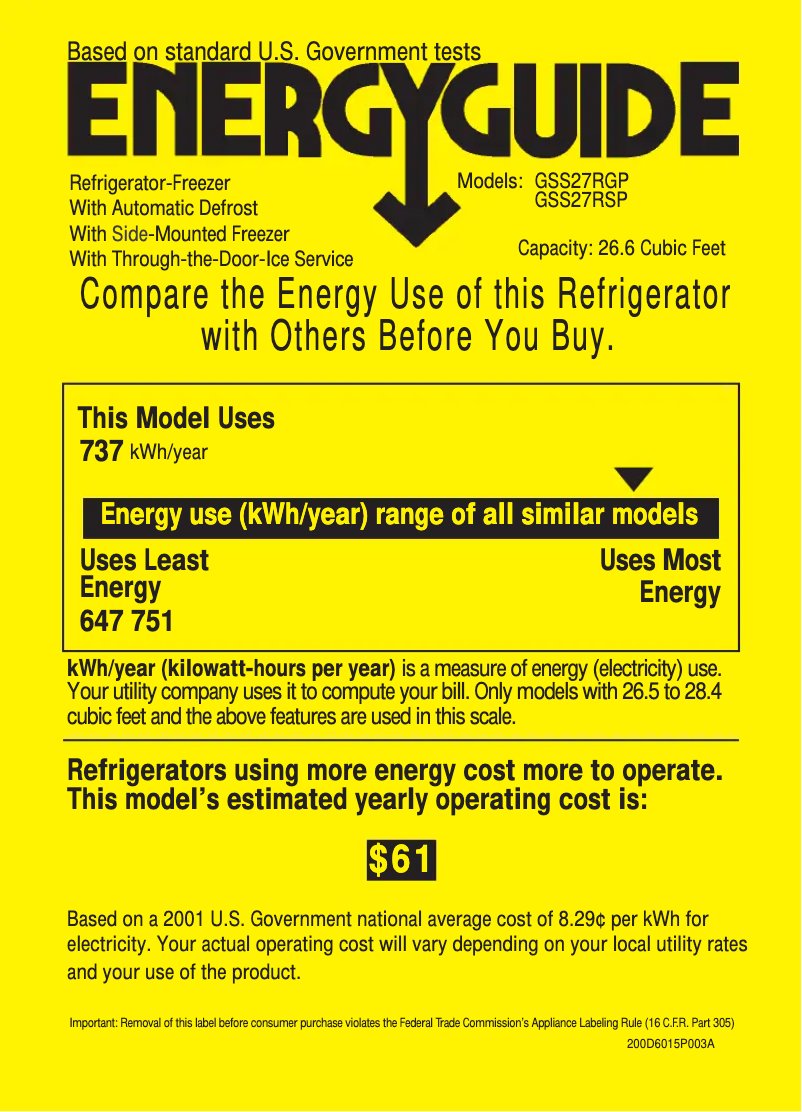 First page image of the manual for GSS27RGPWW