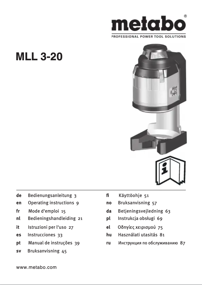 Image de la première page du manuel de l'appareil MLL 3-20