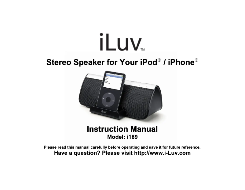 Page 1 of the manual User Manual iLuv i189