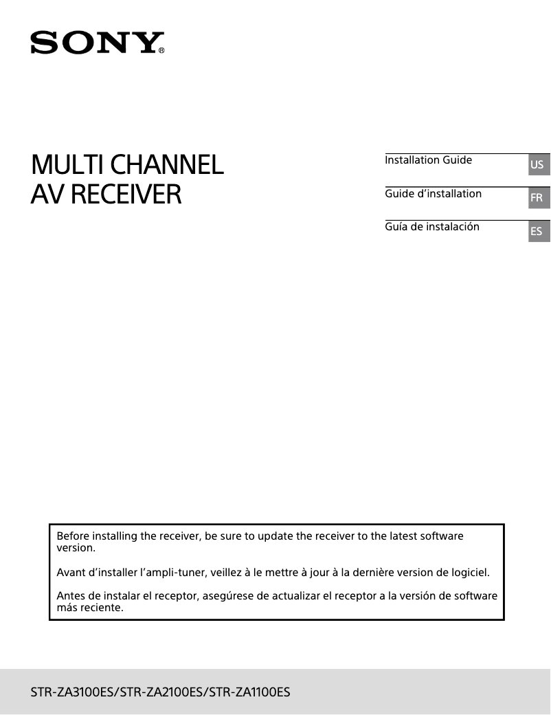 First page image of the manual for STR-ZA3100ES