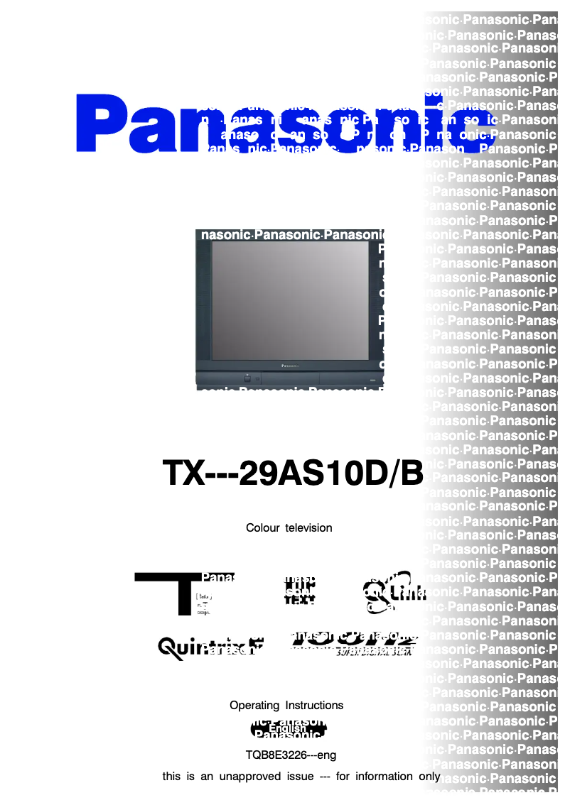Page 1 of the manual User Manual Panasonic TX-29AS10DB