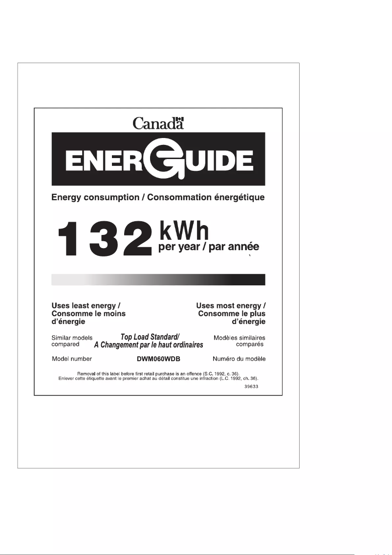 Page 1 of the manual Energy Label Danby DWM060WDB