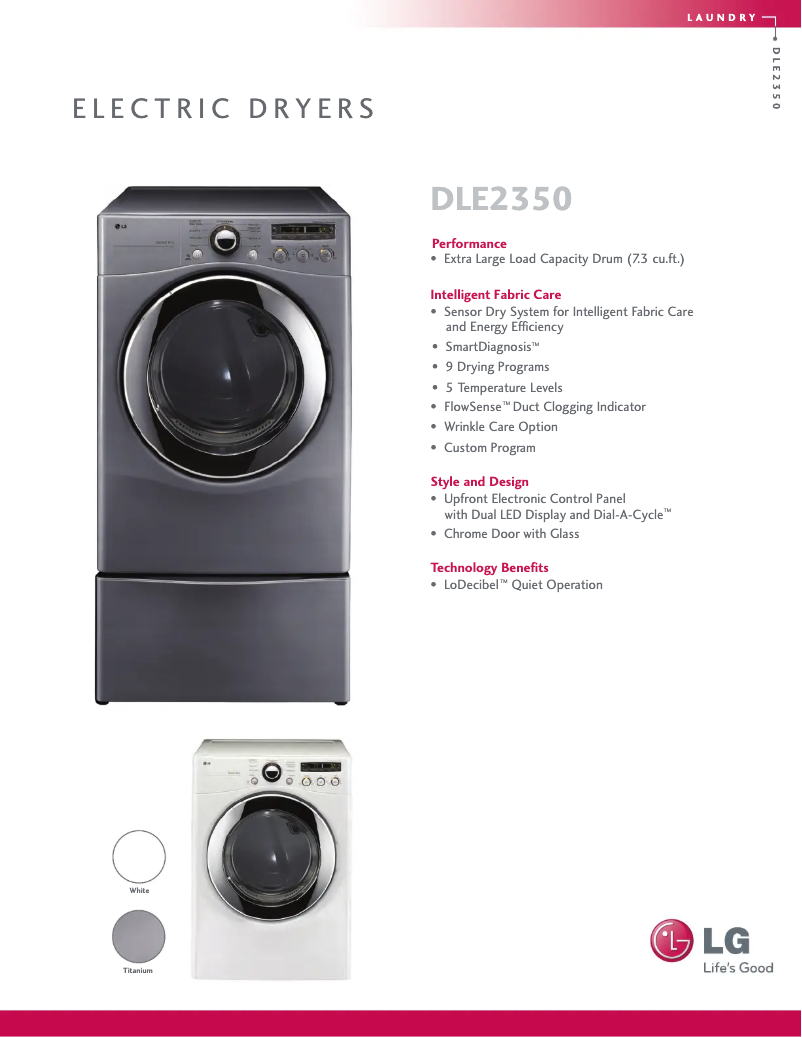 First page image of the manual for DLE2350S