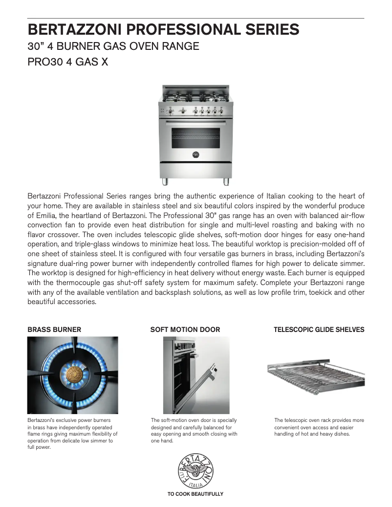 Page 1 of the manual User Manual Bertazzoni PRO30 4 GAS RO