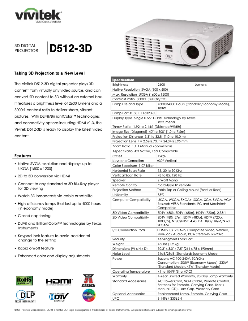 Image de la première page du manuel de l'appareil D512-3D