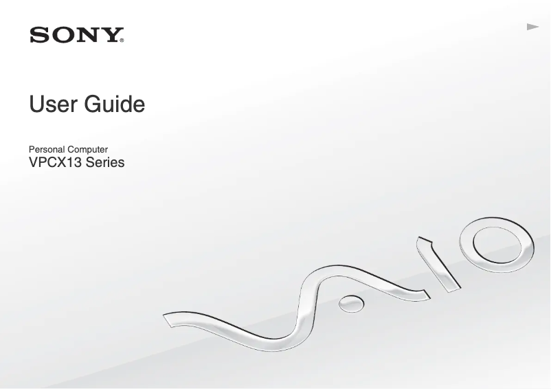 First page image of the manual for Vaio VPCX131KX