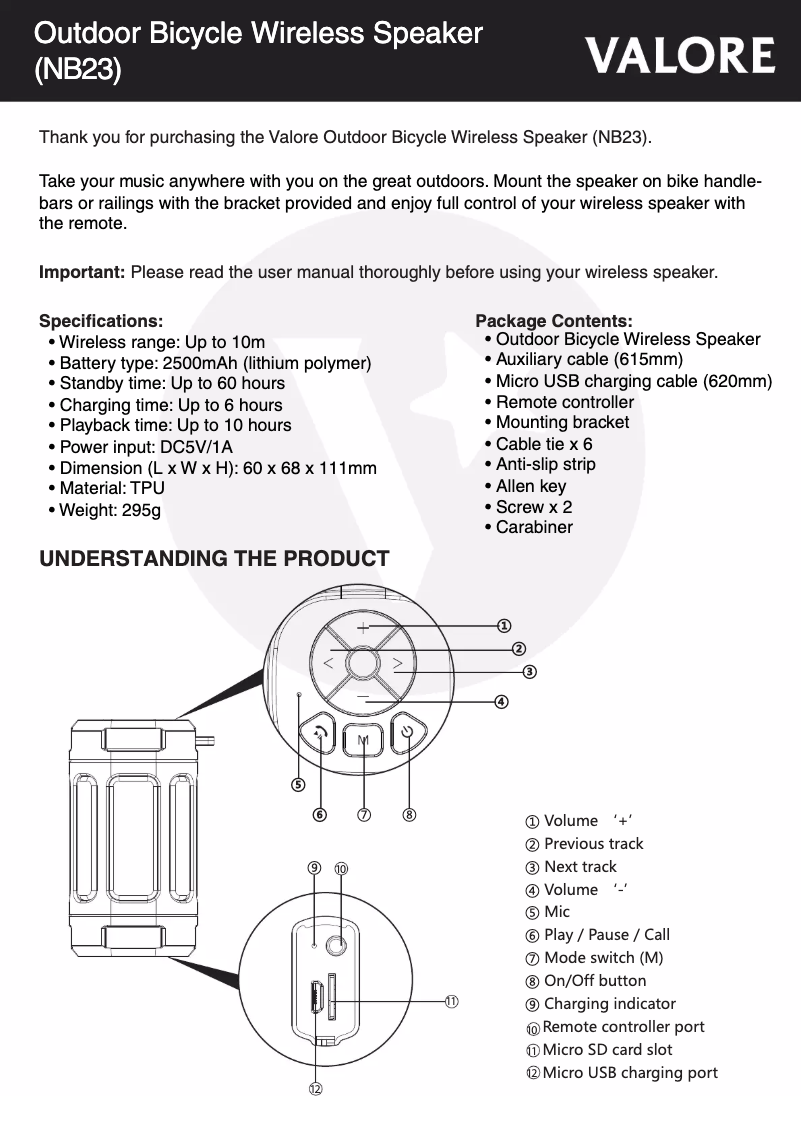 First page image of the manual for NB23