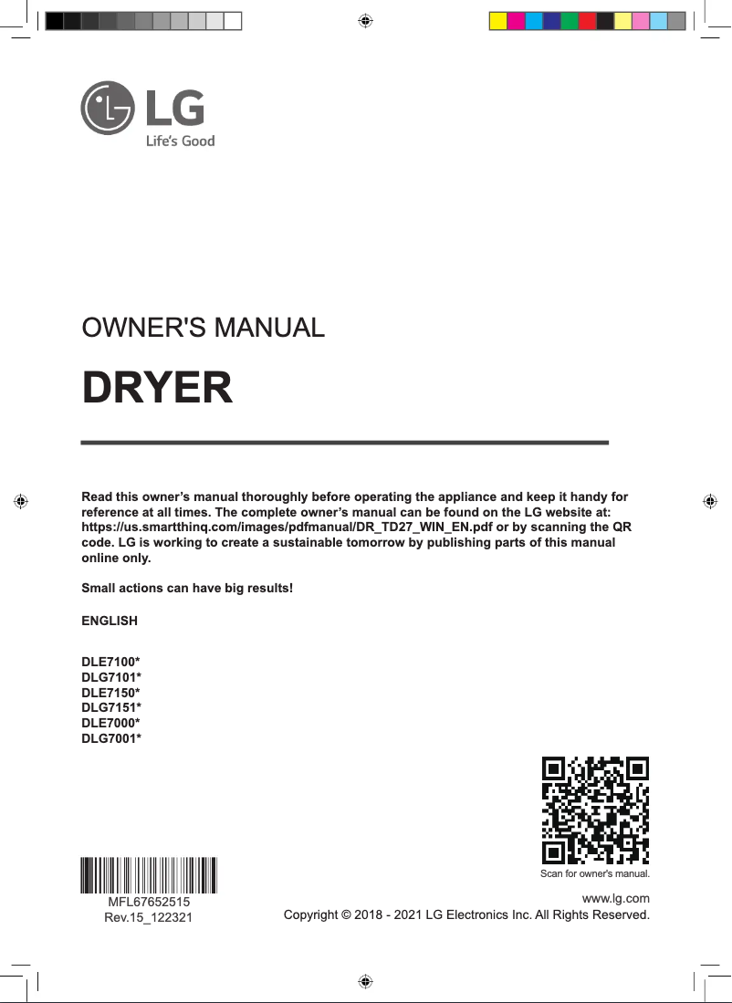 First page image of the manual for DLG7151M