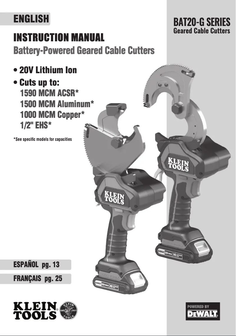 First page image of the manual for BAT20GD10