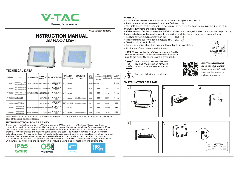 First page image of the manual for VT-44020