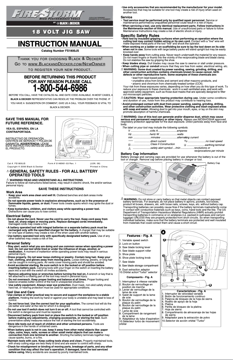 First page image of the manual for FS18JS