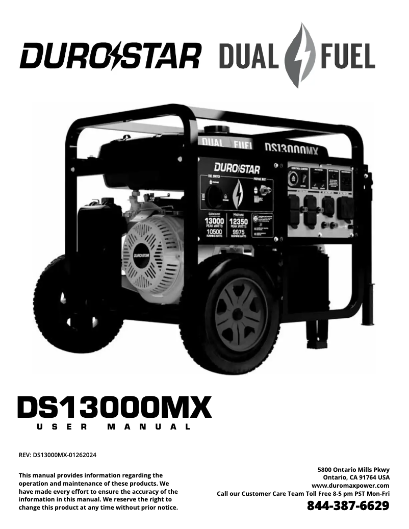 Page 1 of the manual User Manual DuroStar DS13000MX