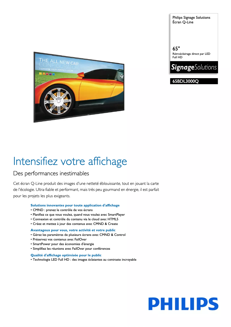 First page image of the manual for Q-Line 65BDL3000Q