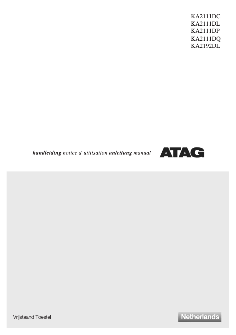 Page 1 de la notice Manuel utilisateur Atag KA2111DC