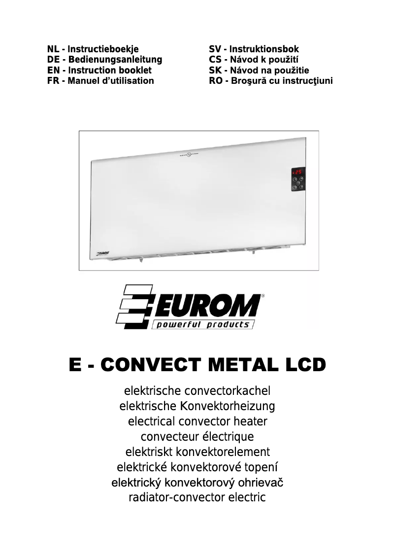 Page 1 of the manual User Manual Eurom E-Convect metal LCD