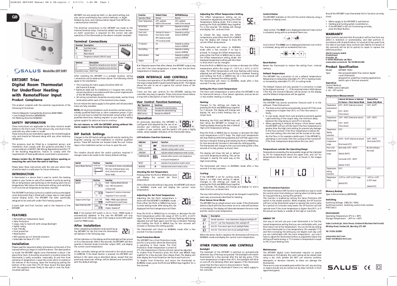 Page 1 of the manual User Manual Salus ERT30RT