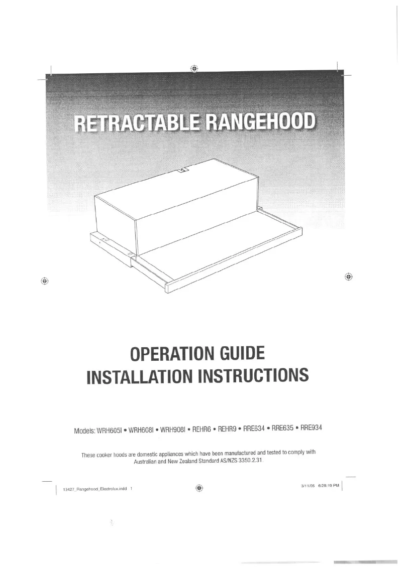 First page image of the manual for RRE634W