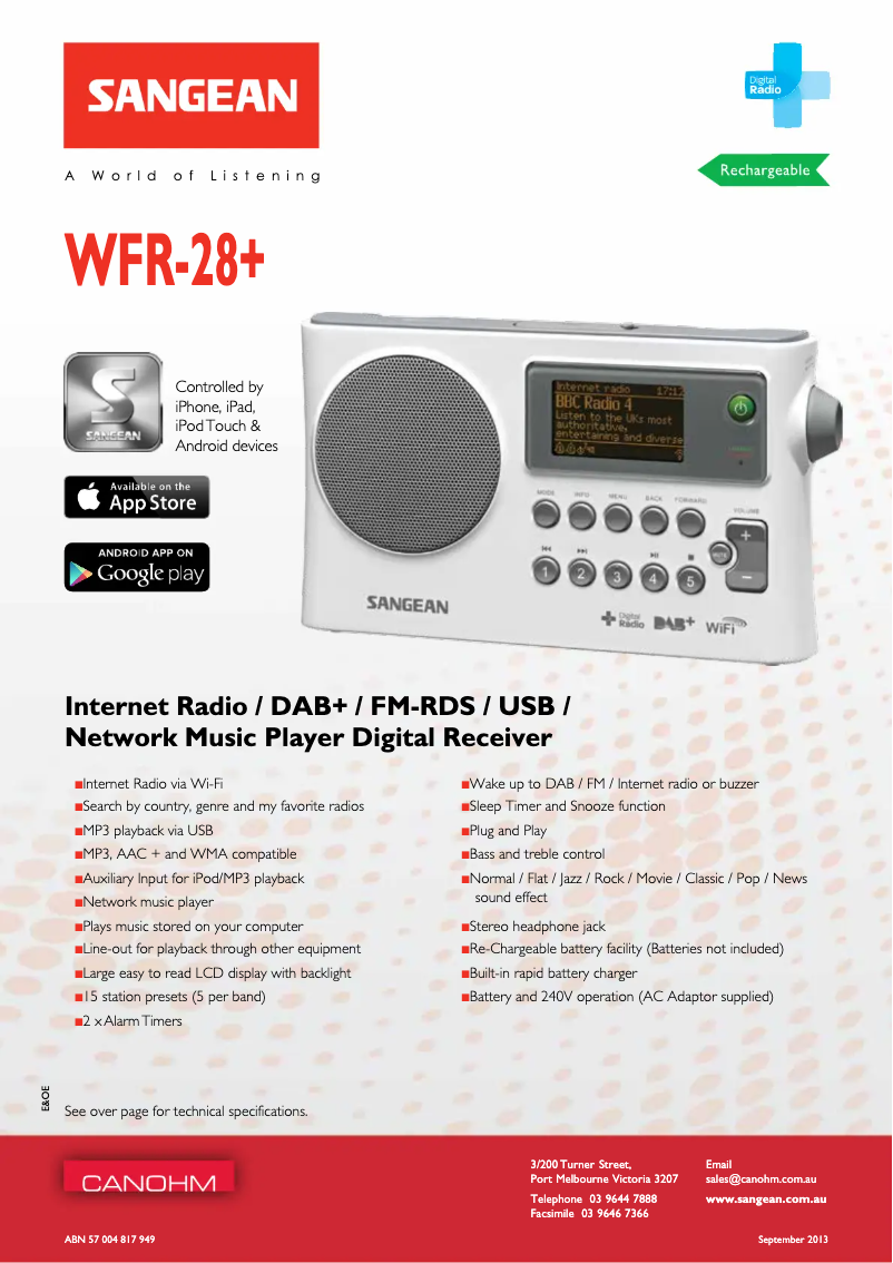 Image de la première page du manuel de l'appareil WFR-28