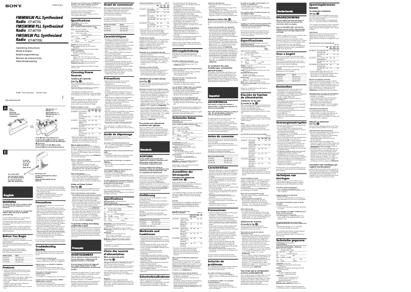First page image of the manual for ICF-M770L
