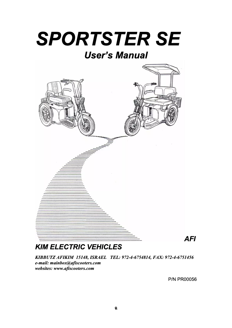 Page 1 of the manual User Manual Afikim Sportster SE