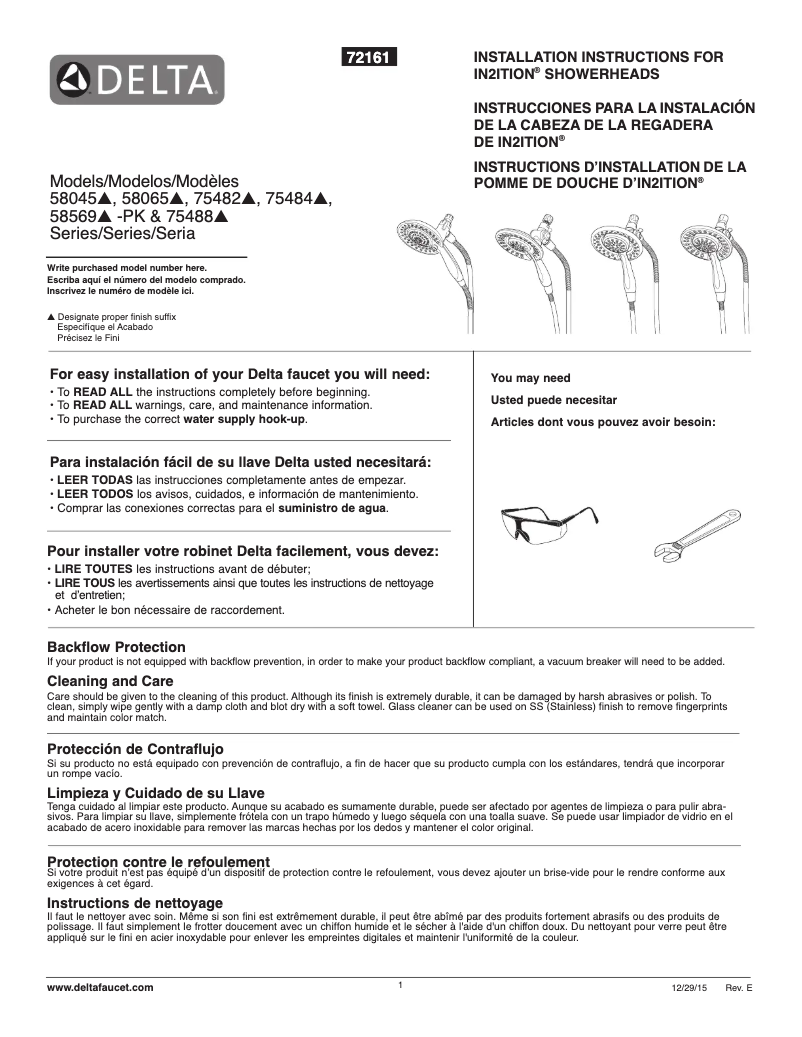 Page 1 de la notice Manuel utilisateur Delta 58065