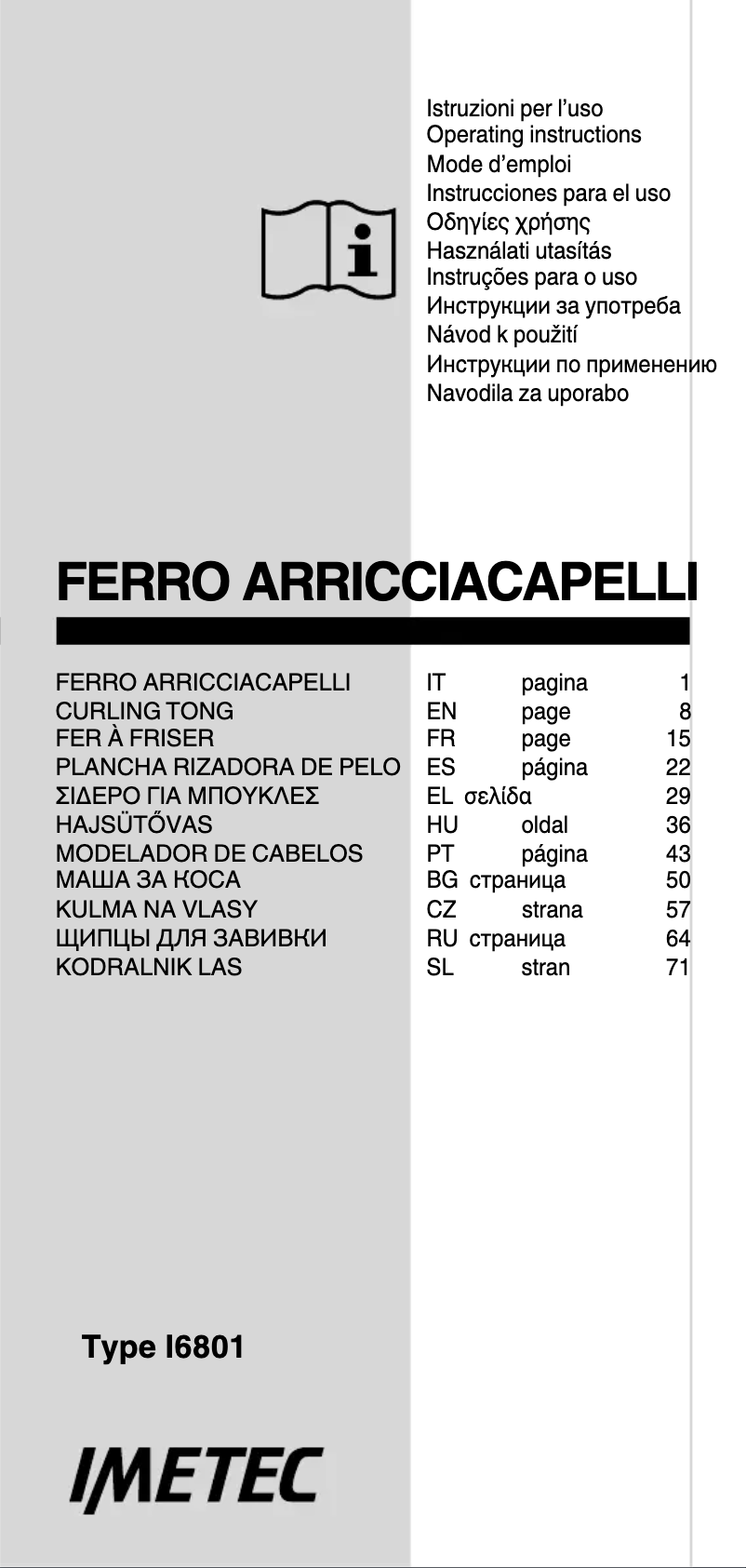 First page image of the manual for Bellissima GT13 50