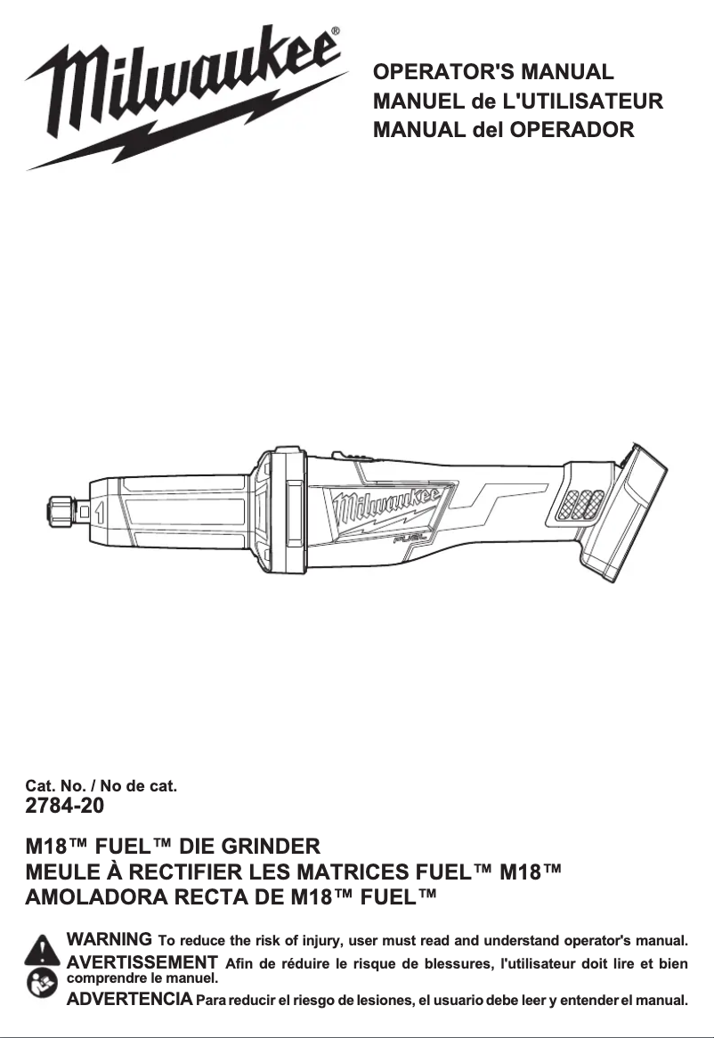 Page 1 of the manual User Manual Milwaukee 2784-20