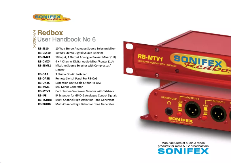 Page 1 of the manual User Manual Sonifex Redbox RB-TGHDB