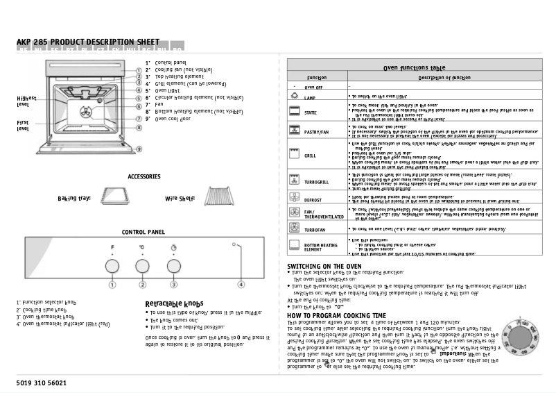 Page 1 of the manual User Manual Whirlpool AKP 285 IX