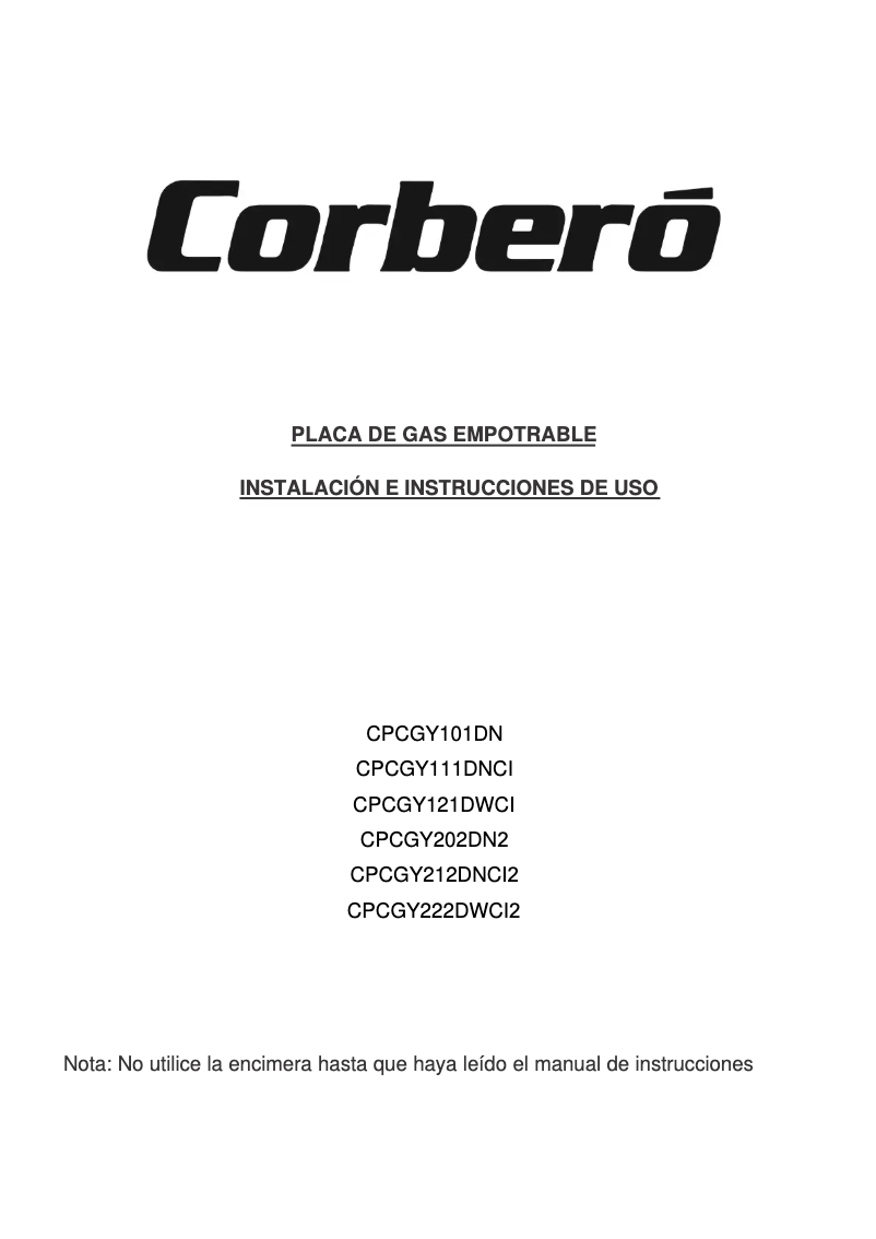 Page 1 of the manual User Manual Corbero CPCGY202DN