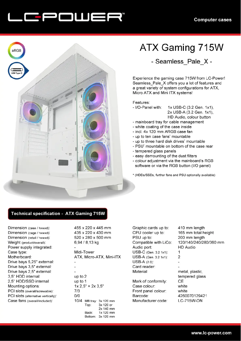 First page image of the manual for Gaming 715W
