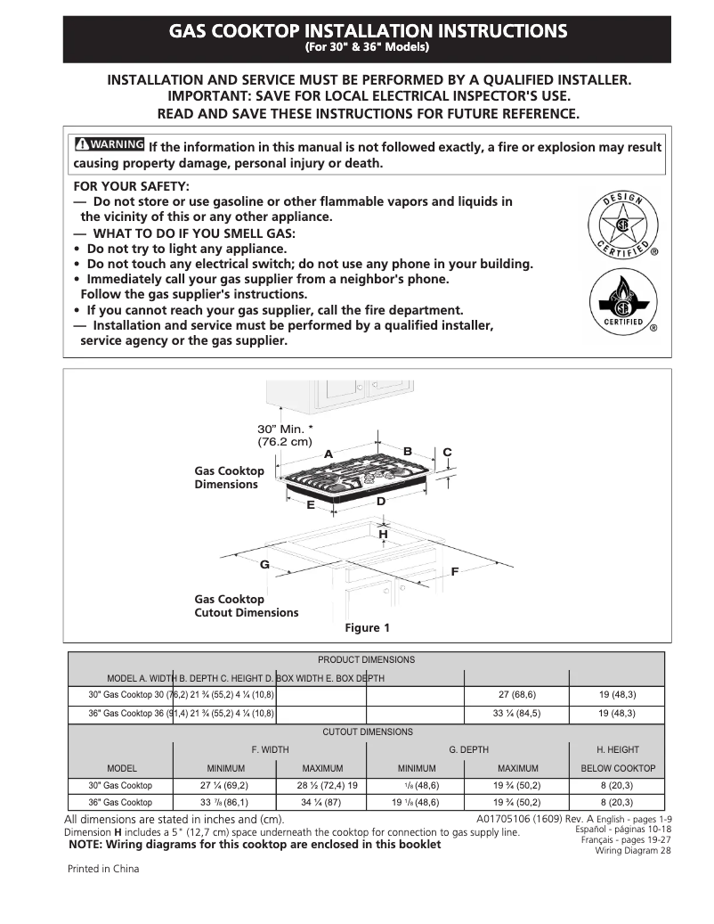 First page image of the manual for EW30GC60PS