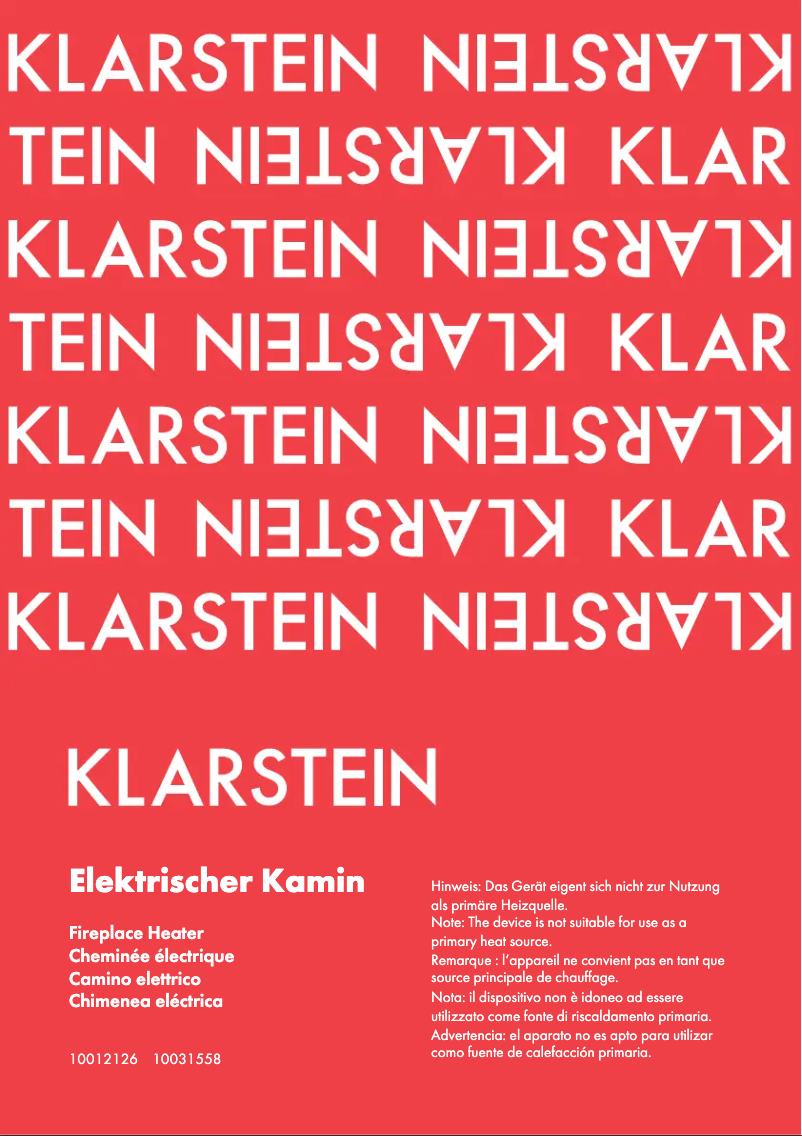 Page 1 of the manual User Manual Klarstein 10031558