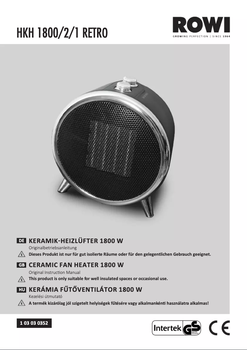 Page 1 of the manual User Manual Rowi HKH 1800/2/1 Retro