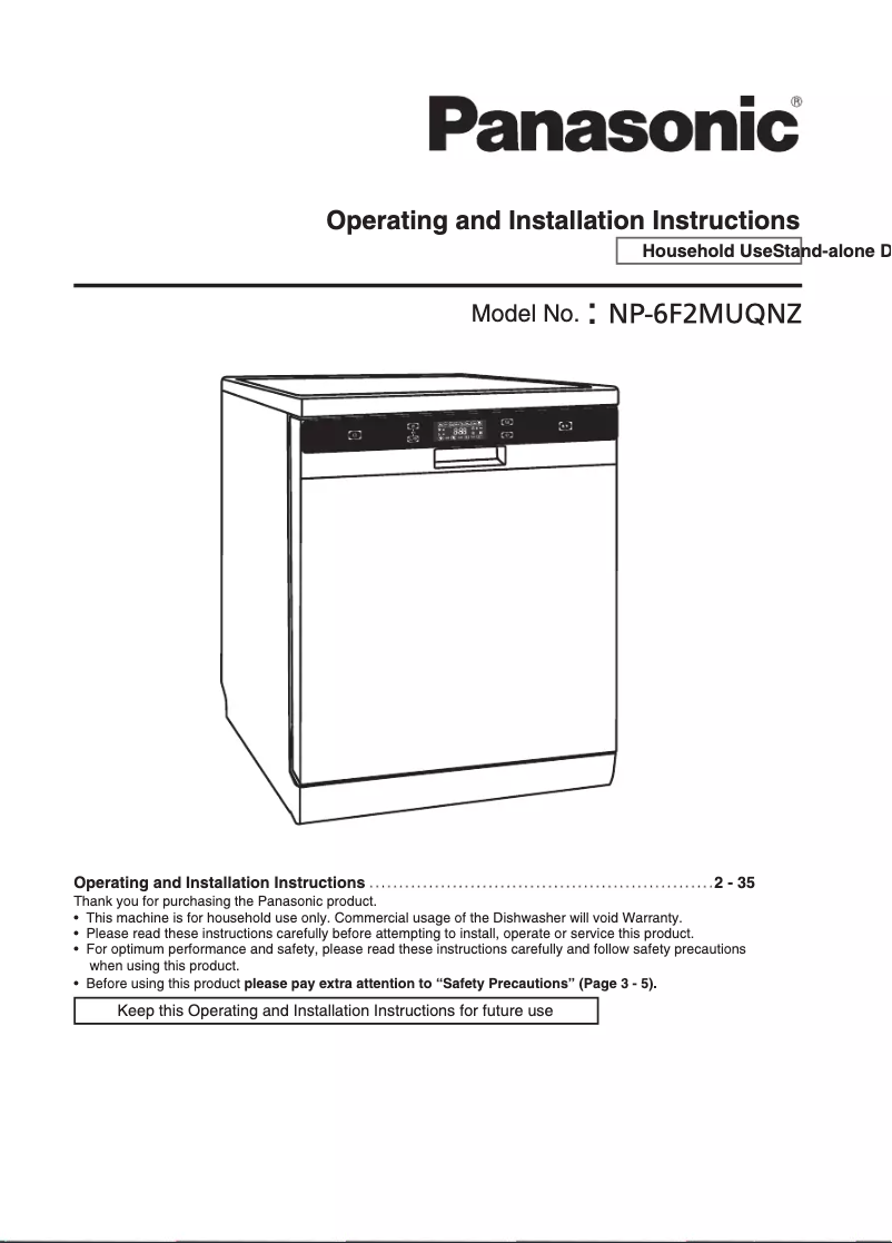 First page image of the manual for NP-6F2MUQNZ