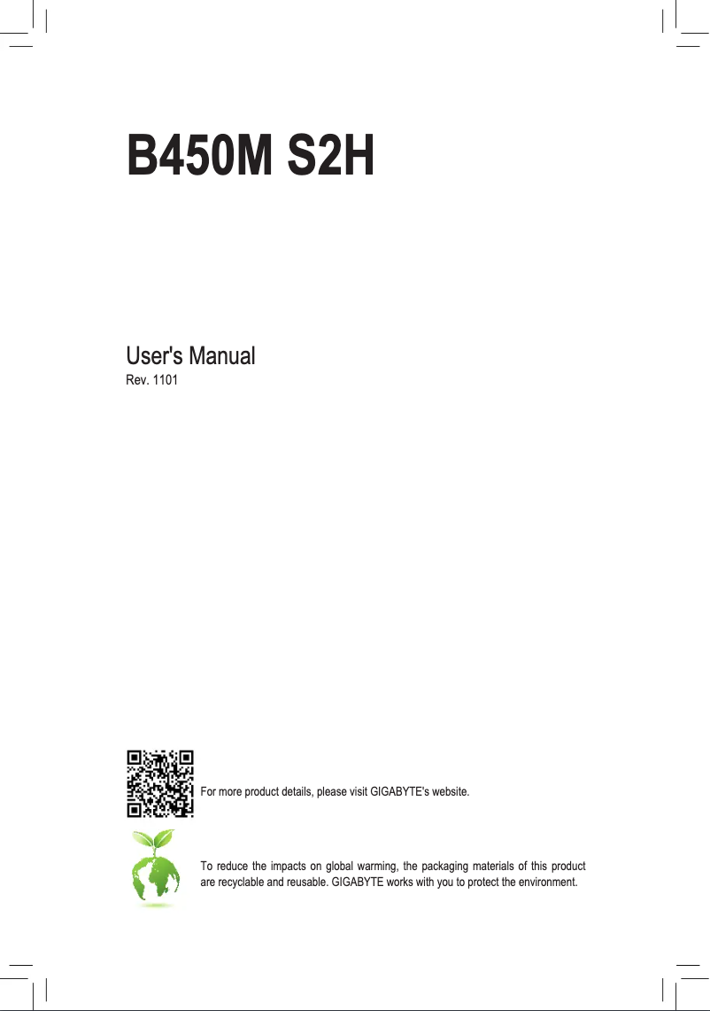 Page 1 of the manual User Manual Gigabyte B450M S2H