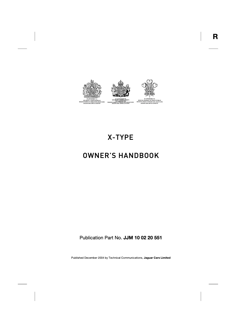 First page image of the manual for X-Type (2009)