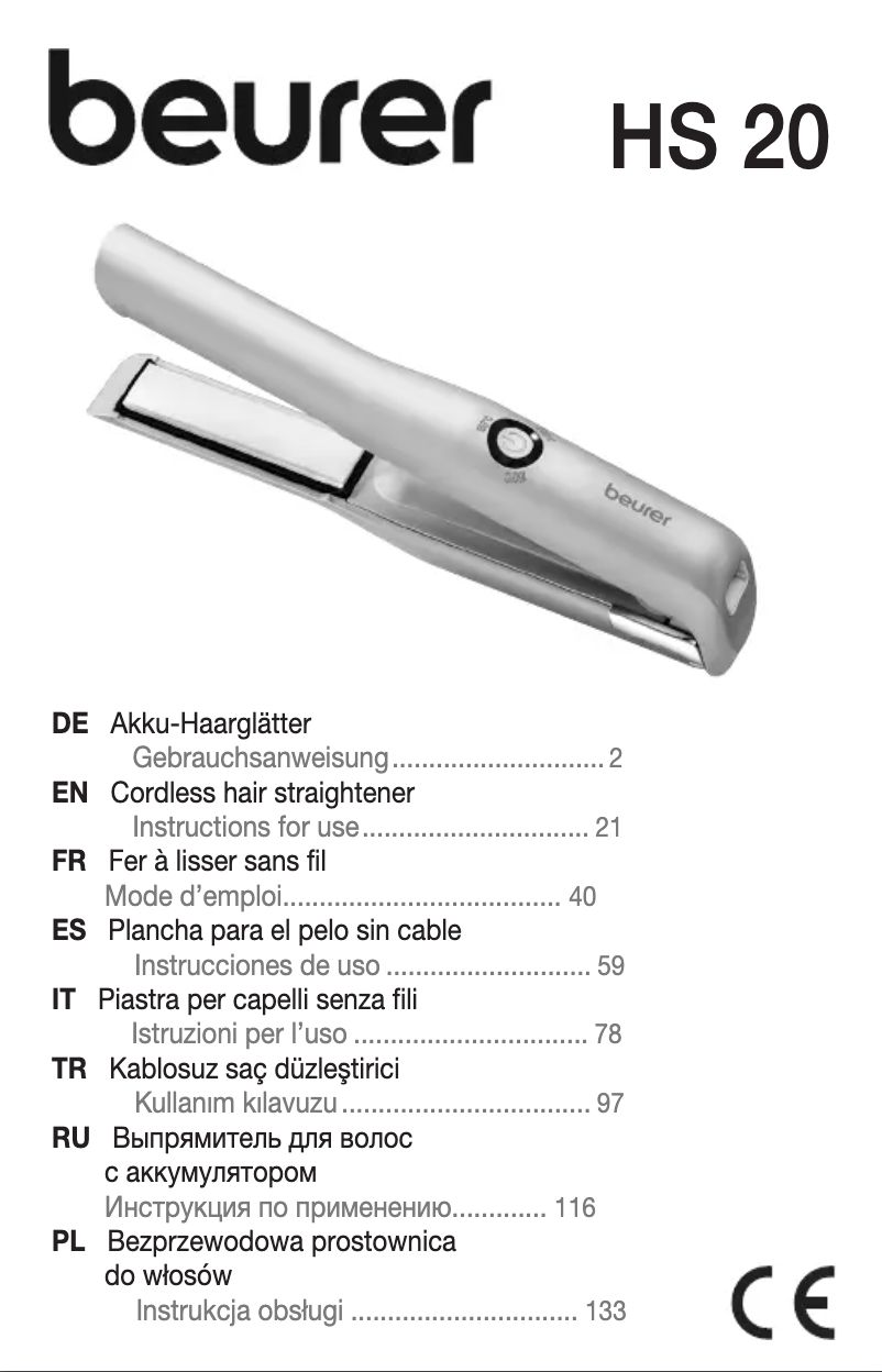 Page 1 of the manual Instruction Manual Beurer HS 20