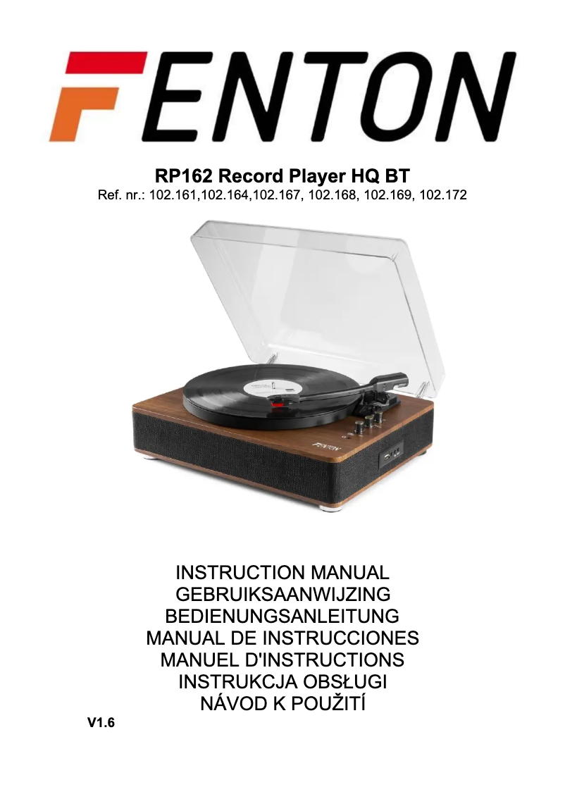 Page 1 of the manual User Manual Fenton RP162D