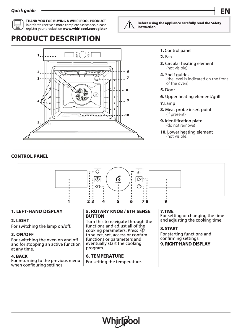 Page 1 of the manual Installation Guide Whirlpool AKZ9 6270 IX