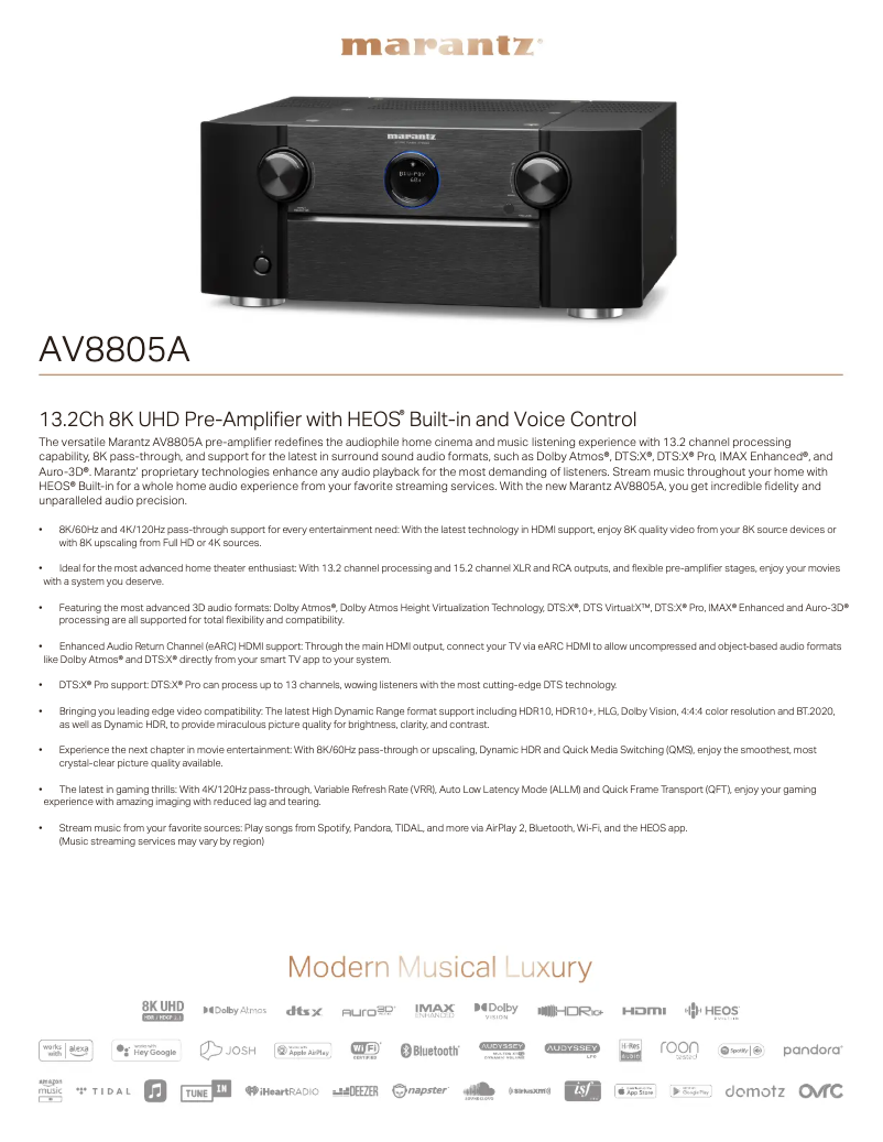 First page image of the manual for AV8805A