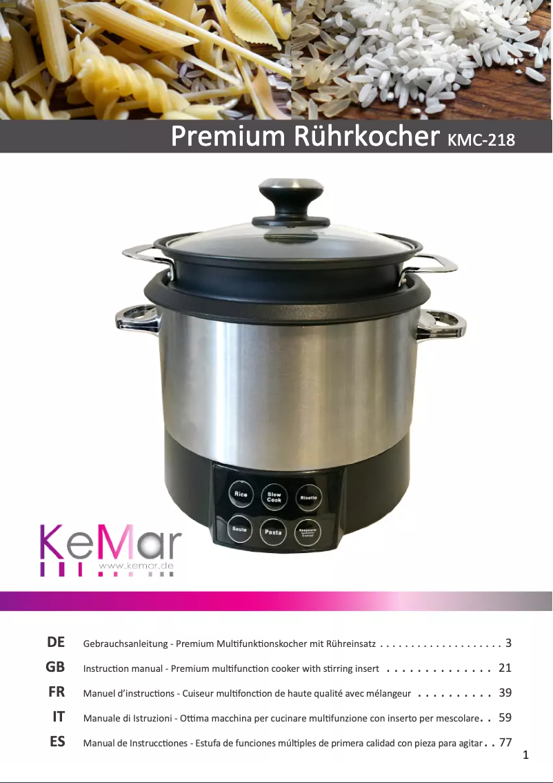 Page 1 of the manual User Manual KeMar KMC-218