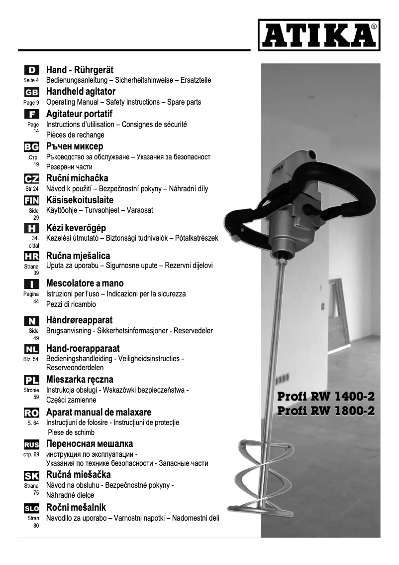 First page image of the manual for Profi RW 1400-2