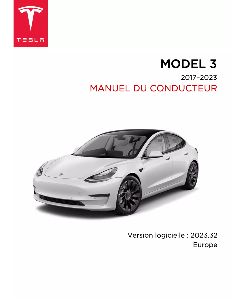 Image de la première page du manuel de l'appareil Model 3 (2020)