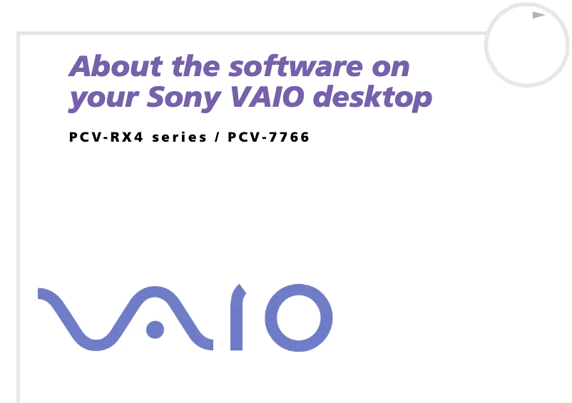 Page 1 of the manual User Manual Sony Vaio PCV-RX401