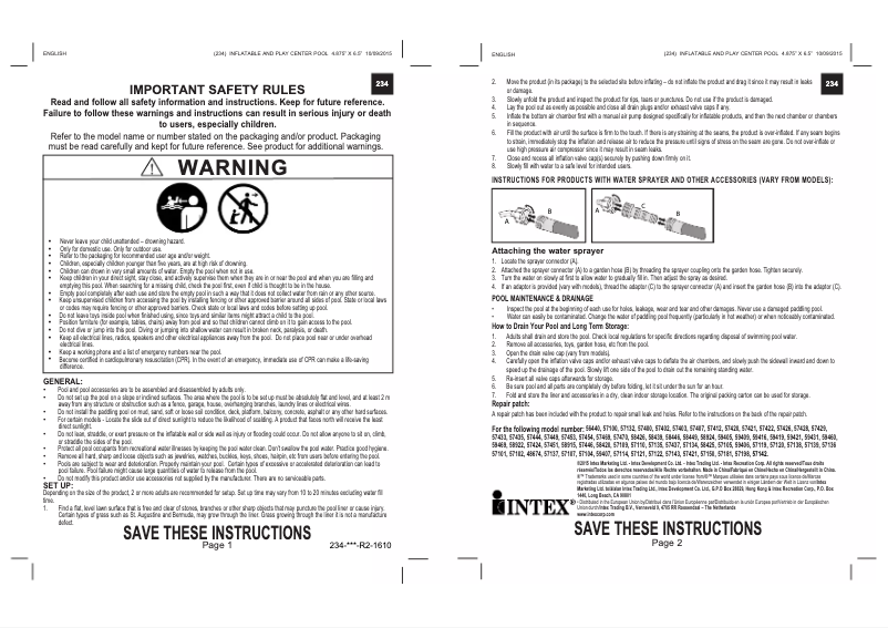 Page 1 of the manual User Manual Intex 58924