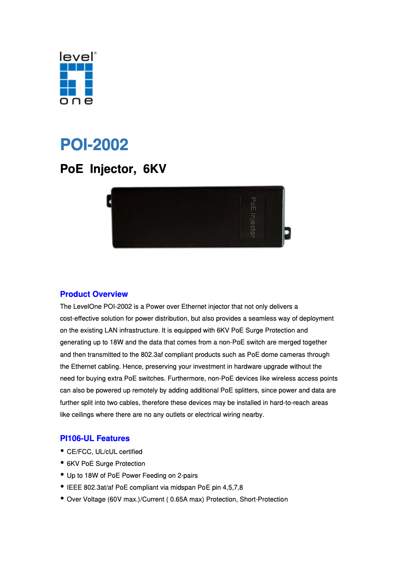 First page image of the manual for POI-2002